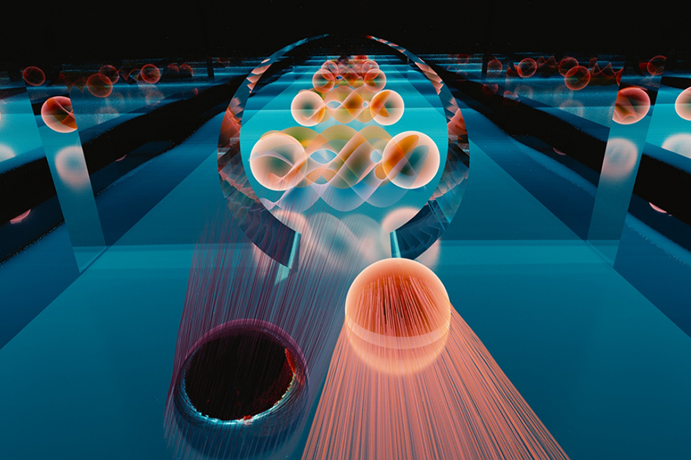 In Klein tunneling, an electron can transit perfectly through a barrier. In a new experiment, researchers observed the Klein tunneling of electrons into a special kind of superconductor. Credit: E. Edwards/JQI