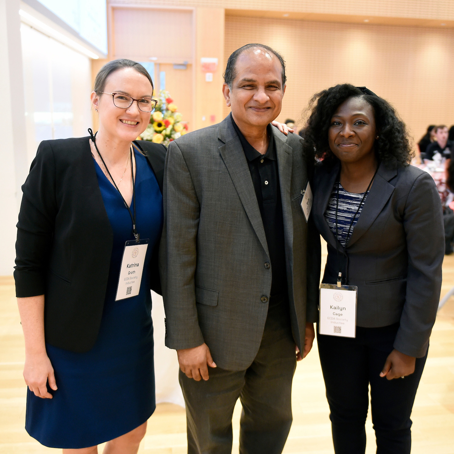 Mechanical Engineering Chair, Balakumar Balachandran, pictured with Associate Professor Katrina Groth and Dr. Kailyn Cage.
