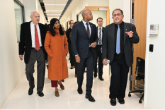 Dr. Reza Ghodssi leads Governor Wes Moore and Lt. Governor Aruna Miller on a tour of the USMSM SMART Building. PHOTO CREDIT: Executive Office of the Governor