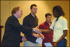 Ms. Louise Ahure receives the Lightwing competition award on behalf of the best placed Maryland team - CORE lab team at the 2007 SAMPE award competition