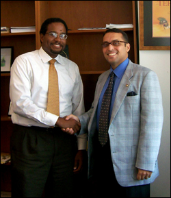 Clark School Dean Darryll Pines (L) and Dr. Ahmed Sultan of Alexandria University.