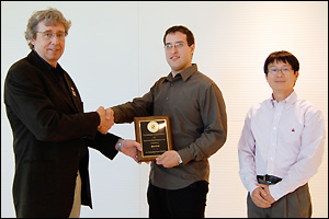 Left to Right: MSE Professor and Chair Robert M. Briber, Adam Karcz, and MSE Assistant Professor Joonil Seog.