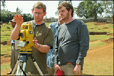 David Lovell (left) works with undergraduate students on an Engineers Without Borders project.