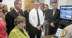 Maryland senator Barbara Mikulski and governor Martin O'Malley receive a demonstration of the state's broadband internet network at the La Plata state police barracks in Charles County (Photo taken by: Matt Bush). Read the full story on the WAMU website.