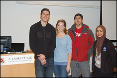 Alumnus Sam Hollenbach ’07  with Mechanical Engineering students