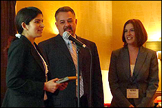 L to R: Preeti Chauhan, John Lucero, Chairman, MFPT Board of Directors, and Rachel Moss, CEO GasTOPS