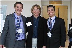 Astronaut and judge Sandra Magnus with UMD's AIAA chapter Vice Chair Matt Rich and Chair Mike Hamilton.