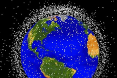 Computer-generated image shows objects in Earth orbit that are currently being tracked. 95% of the objects shown are orbital debris-not functional satellites. Image credit: NASA Orbital Debris Program Office