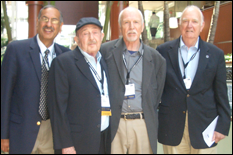 From left to right - Mechanical Engineering alumnus Arun Shukla (M.S. '78, Ph.D. '81), Professor Emeritus of Mechanical Engineering Robert J. Sanford, Associate Dean and Keystone Professor William Fourney and Professor Emeritus of Mechanical Engineering James W. Dally