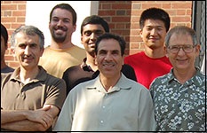 From left, Dr. Amir Shooshtari, Prof. Mike Ohadi, Dr. Serguei Dessiatoun, (second row center) Dr. Harish Ganapathy. CEEE photo.