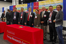 UMD faculty at the 2016 ARPA-E Summit. From left to right: Dr. Takeuchi, Dr. Ohadi, Dr. Wachsman, Dr. YuHuang Wang, Dr. Radermacher, Dr. Lei Zhang, and Dr. Srebric. Not pictured: Dr. Chunsheng Wang and Dr. Bao Yang.