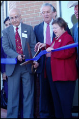 Cutting the ribbon are, from left, CECD Director Dr. Davinder K. Anand; Sen. Paul S. Sarbanes; & Sen. Barbara A. Mikulski.