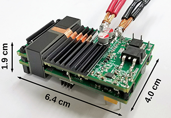 The high-efficiency, high-density isolated DC-DC converter built by Khaligh's team for the competition.