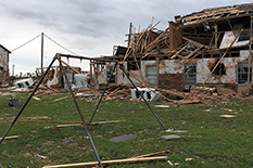 Texas home hit by Hurricane Harvey.