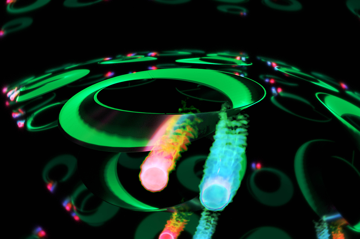 Researchers configure silicon rings on a chip to emit high-quality photons for use in quantum information processing. Credit: E. Edwards/JQI.