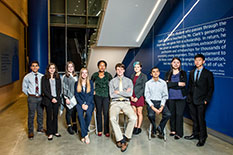 The inaugural class of A. James Clark Scholars (from left to right: Nolan Vanbourgondien, Carolyn Payne, Lauren Losin, Anna Parrish, Hermela Mengesha, Andrew Green, Kayleigh Taylor, Sriniket Rachuri, Emily Cho, and Steven Hu)