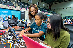 Students work together to build new technologies at last year's Technica, which attracted about 900 participants. (Photo by John T. Consoli)