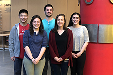 From left to right: Eric Wang, Micaela Everitt, Eugene Froimchuk, Samm Stewart, and Thea Ornstein