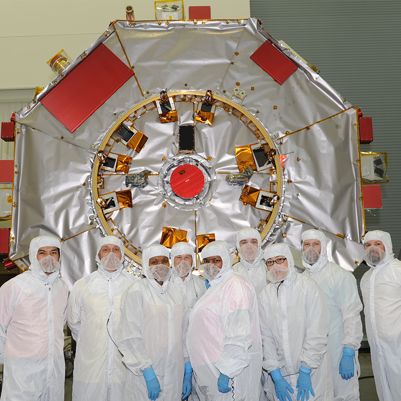 Vertex Aerospace thermal engineers with the Magnetospheric Multiscale Observatory and it's blanket technicians.