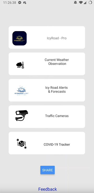 Screen shot of IcyRoad app