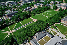 aerial shot of the University of Maryland campus