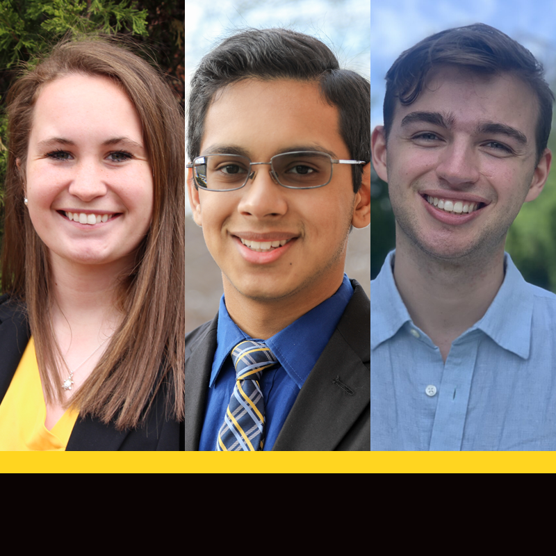 Left to right: Rachel Cueva (’21), Niloy Gupta (’21) and Justin Lidard (’20)