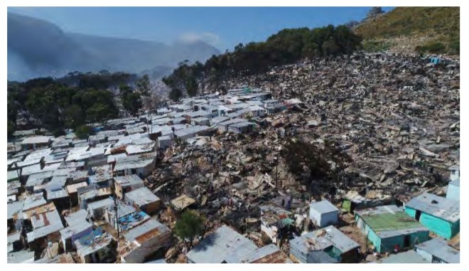 Post-fire Scene at Imizamo Yethu IS in 2017 [Courtesy of Bruce Sutherland from City of Cape Town]