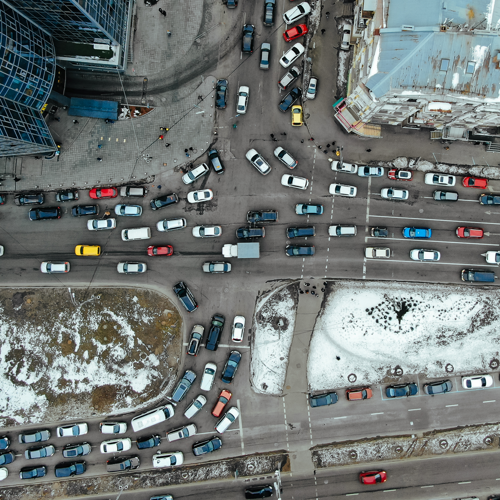 heavy traffic on a city street