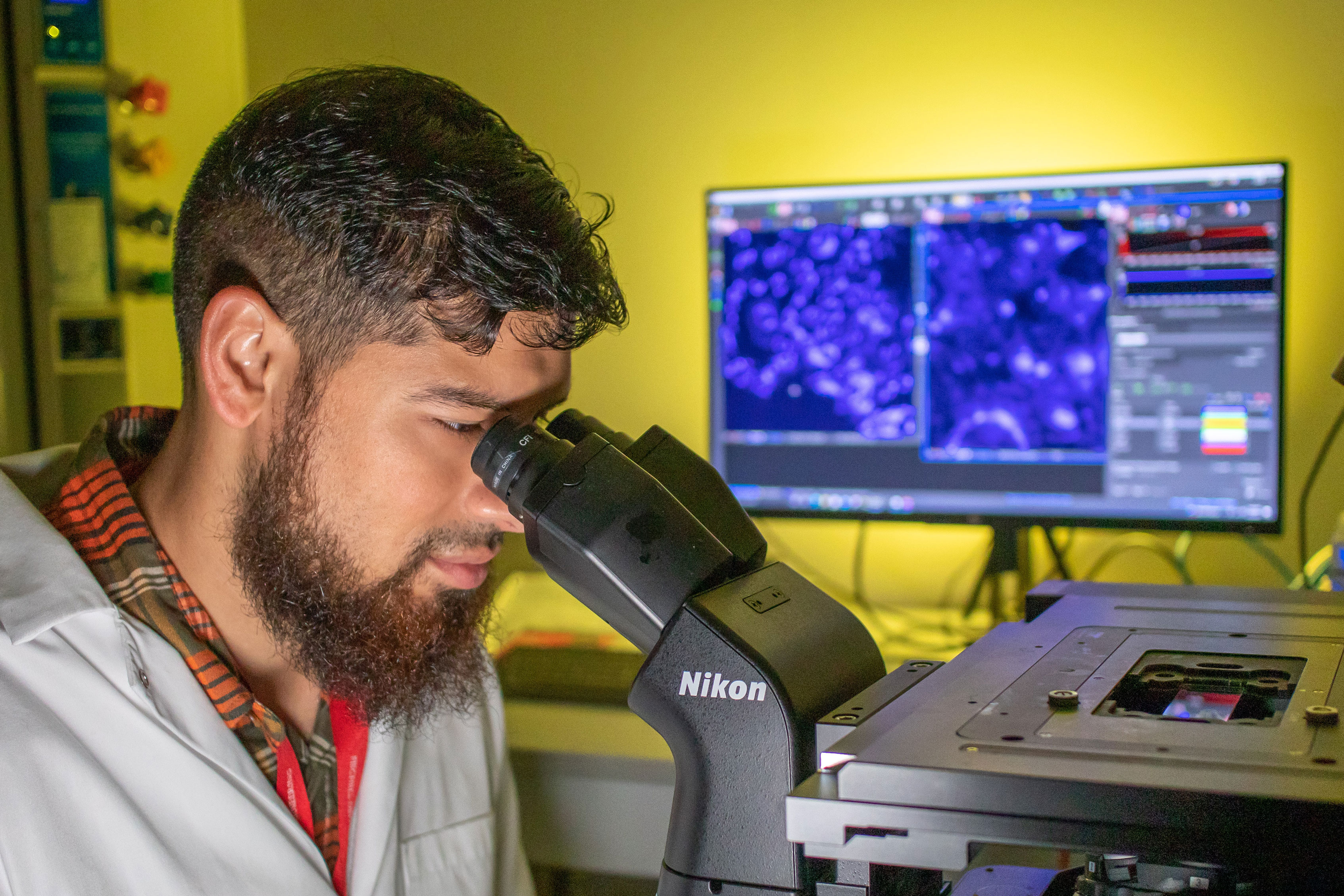 Bilal Moiz, Ph.D. student at the Clyne lab in the Fischell Department of Bioengineering. Photo by Nathaniel Underland.