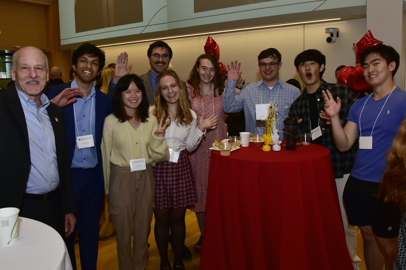 Jim Milke and students at his May 1 retirement event. Photo credit: Al Santos for UMD.