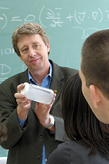 MSE professor and Chair Robert M. Briber demonstrates a polymer's properties in a materials science and engineering class.