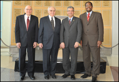 Former Dean George Dieter, former Interim Dean Herbert Rabin, Provost Nariman Farvardin and Dean Darryll Pines.