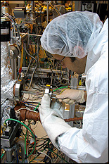 Banerjee at work in the Laboratory for Advanced Materials Processing.