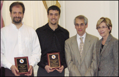 R. Lebois (second from right), L. Healy, and D. Hamilton