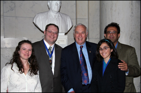Left to right: Pamela Abshire, Nathan Siwak, President Mote, Natalie Salaets, Reza Ghodssi (not pictured: Brendan Casey).