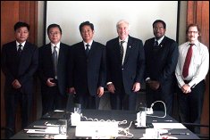 From left to right: Mr. Sun, general manager of Suzhou High Speed Railway Company; Mr. Wang, president of Suzhou High Speed Railway Company; Mr. Jiang, vice-mayor of Suzhou Xiangcheng District; Pres. Mote; Dean Pines; and Dr. Michael Pecht, director of CALCE. 