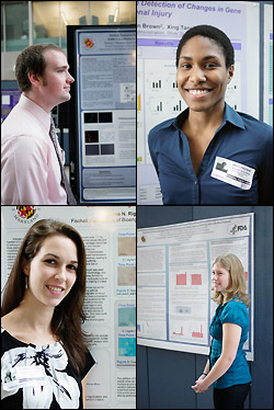 Participants in the 2010 REU program who presented their work at the FDA included, clockwise from top left: Daniel Healy (Washington State University), Anika Freeman (University of Maryland), Ellen Tworkowski (Carnegie Mellon University), and Corrine Riggin (University of Maryland). Freeman and Riggin are both rising seniors from the Fischell Department of Bioengineering.