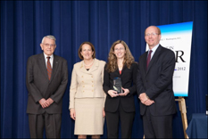 Roland Tibbetts, Karen Mills (administrator of the U.S. Small Business Administration), Carole Teolis (TRX CTO and co-founder), and Sean Greene (associate administrator for investment and special advisor for innovation at the U.S. Small Business Administration).