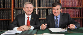 UMD Vice President and Chief Research Officer Dr. Patrick O’Shea (left) and UCC President, Dr. Michael Murphy (right)
