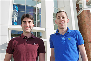 Fischell Department of Bioengineering graduate students and Diagnostic anSERS cofounders Eric Hoppmann (left) and Sean Virgile (right).