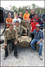 Baja Terps Racing Team Members:  (left front to right front)John Vernon, Mark Nathanson, Jim McKeon, Jim Schultz, Andrew Sterrett, Vince Coburn,Dan Tatum, John Murphy,Tim Ayo-Ajayi, Robbie Joubran, and Alek Williams.