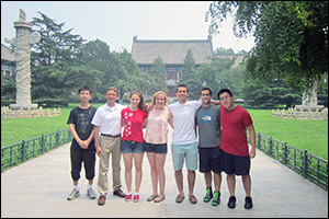 Professor Adomaitis (second from left) with Clark School students on the PKU campus.