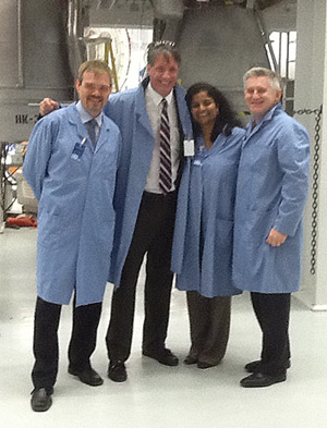 University of Maryland visitors from the Division of Research, from left to right: Ted Knight, Brian Darmody, Gayatri Varma, and Patrick O'Shea.  