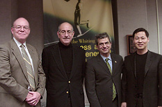 Left to right: Bob Ryan of the Whiting-Turner Corporation, Kenneth Brody, Dean Nariman Farvardin, and Jeong H. Kim.