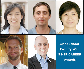 Top row: Dr. Baoxia Mi (left), Dr. Stanislav Stoliarov (center) and Dr. Dongxia Liu (right)Bottom row: Dr. Michael Rotkowitz (left) and Dr. Christopher Jewell (center)