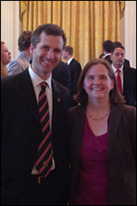 Aerospace Engineering/ISR Associate Professor Derek Paley and Mechanical Engineering/ISR Assistant Professor Sarah Bergbreiter at the White House. Photo courtesy of Sarah Bergbreiter.